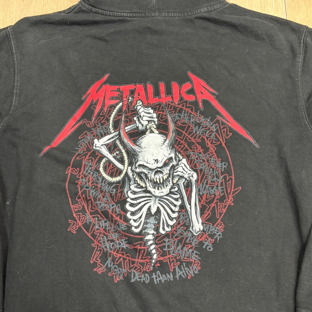 Metallica Screaming Skull Graphic Hoodie Mens Medium Black Skeleton Sweatshirt - Picture 7 of 9